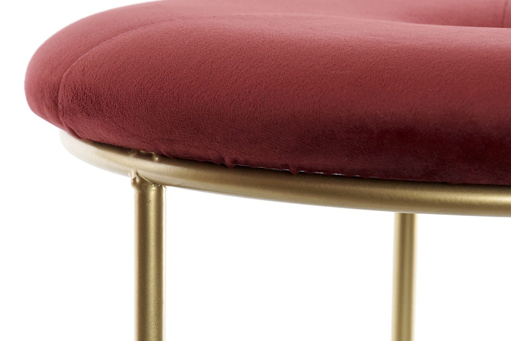 DECO MB-157473 STOOL POLYESTER METAL 36X36X40 VELVET BORDEAUX