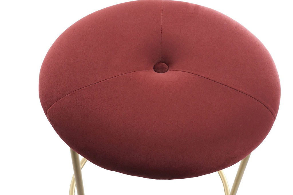 DECO MB-157473 STOOL POLYESTER METAL 36X36X40 VELVET BORDEAUX