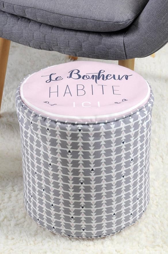 LL ST C87636002-PR JOIE POUF ROND ROSE 30X30 CM, PE