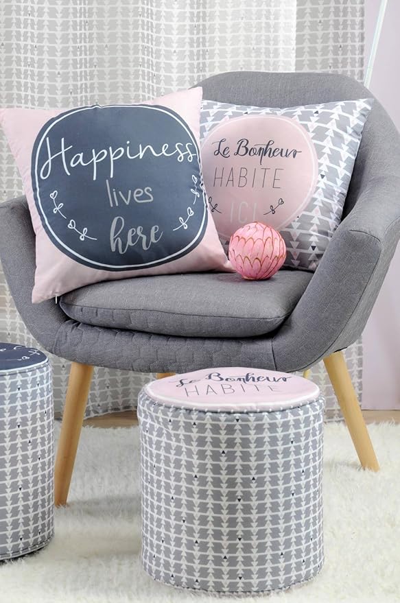 LL ST C87636002-PR JOIE POUF ROND ROSE 30X30 CM, PE