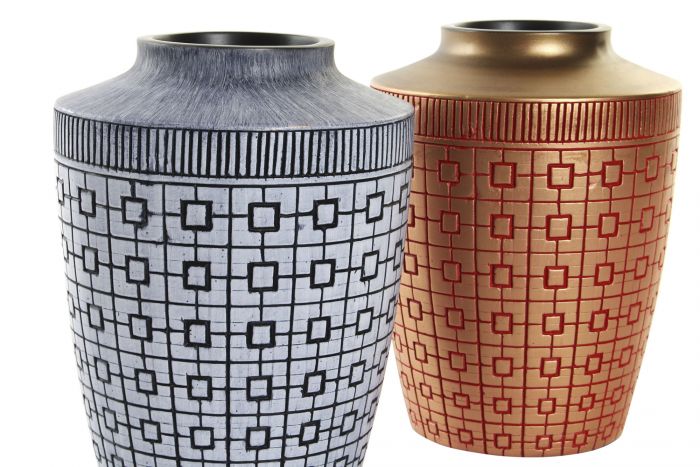 DECO LD-182205 VASE RÉSINE 18X18X25 ORIENTAL DORÉ 2 MOD.
