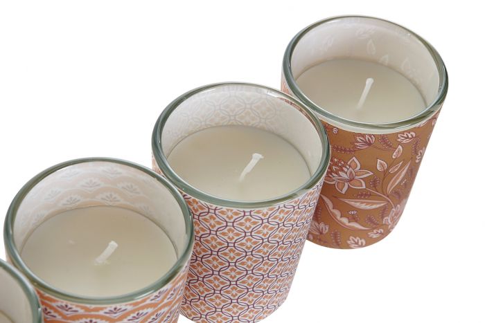 DECO VE-178547 BOUGIE SET 3 GLASS 5X5X6 45 GR, PERFUMED 3 MOD.