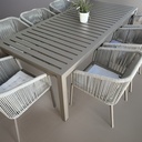 DECO AN TABLE ALUM IVOIRE EXT (2,20X1,09X0,05m H:0,70m)+6 CHAISES ALUM (0,80mx0,45cm)