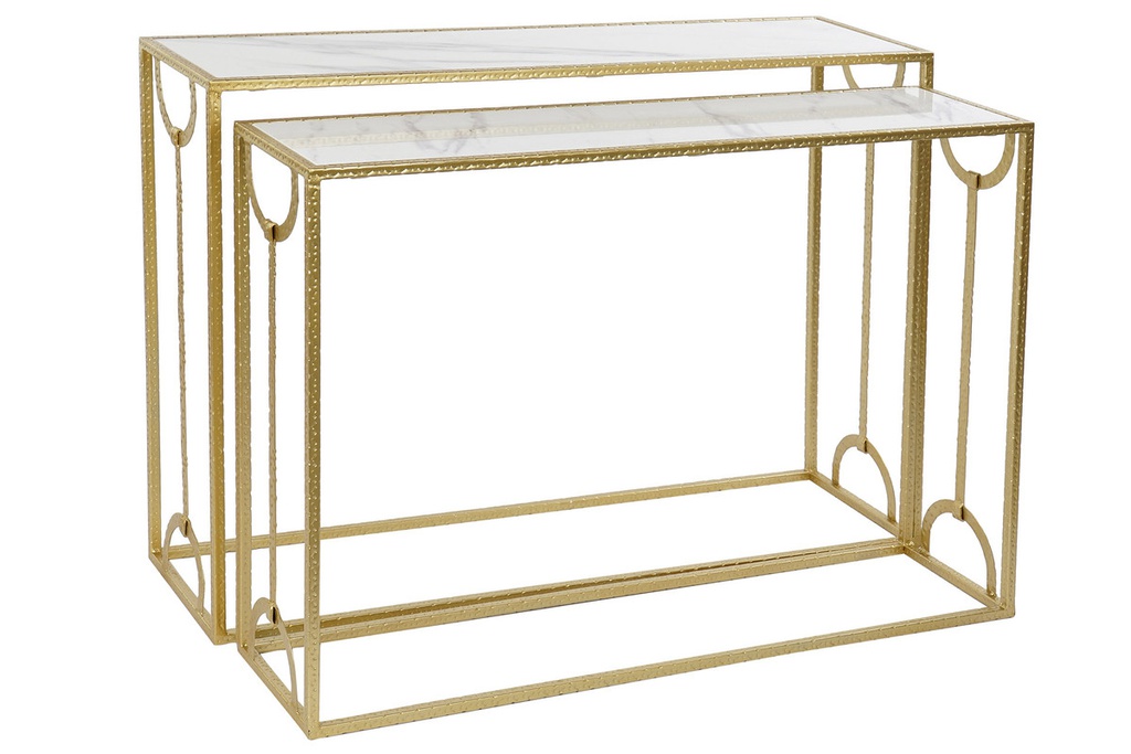 DECO MB-191574 CONSOLE METAL MARBRE 107,5X30,5X79 DORE