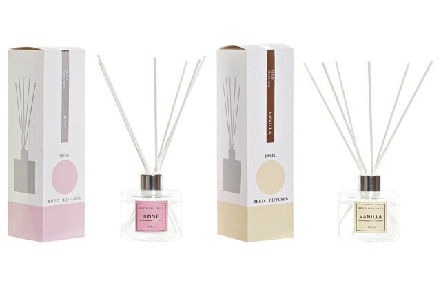 DECO DA-186108 PARFUM D'AMBIANCE MIKADO VERRE 7X7X7,5 100 ML, 2 MOD.