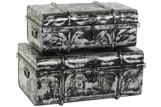 DECO MB-185294 COFFRE SET 2 METAL 68X42X31 GRIS