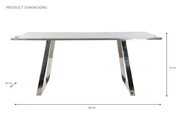 DECO MB-190886 TABLE ACIER VERRE 180X90X76 GRIS FONCE