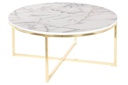 DECO MB-208392 TABLE MDF METAL 80X80X35 SIMIL MARBRE BLANC