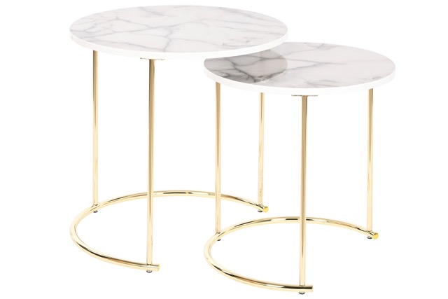 DECO MB-208394 TABLE AUXILIAIRE SET 2 MDF 42X42X44 SIMIL MARBRE