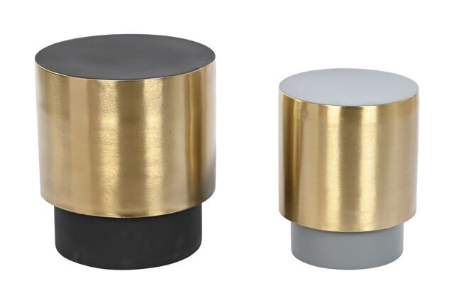 DECO MB-208622 TABLE AUXILIAIRE SET 2 METAL 35,5X35,5X40 PATINADO