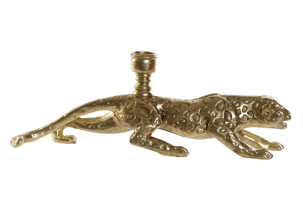 DECO RF-177481 FIGURE RESINE 29,5X7,5X11 LEOPARD DORE