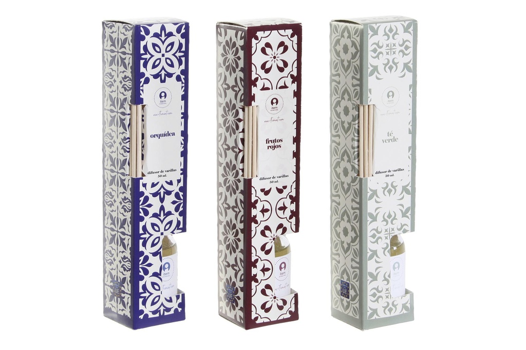 DECO VE-200458 PARFUM D'AMBIANCE MIKADO VERRE 4X4X20 50 ML, CARRELAGE 3