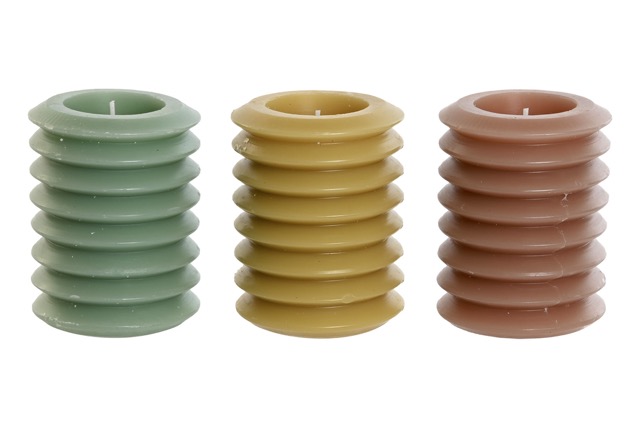 DECO VE-209681 BOUGIE CIRE 7X7X10 310 GR, 3 MOD.