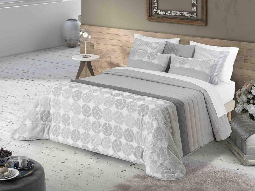 LL TL COUVRE LIT SPRING 11 GRIS 235x270cm 80%PES 20%CTN