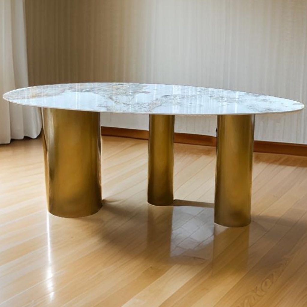 DECO AT TABLE A MANGER METAL DOREE CERAM 180x95X75cm