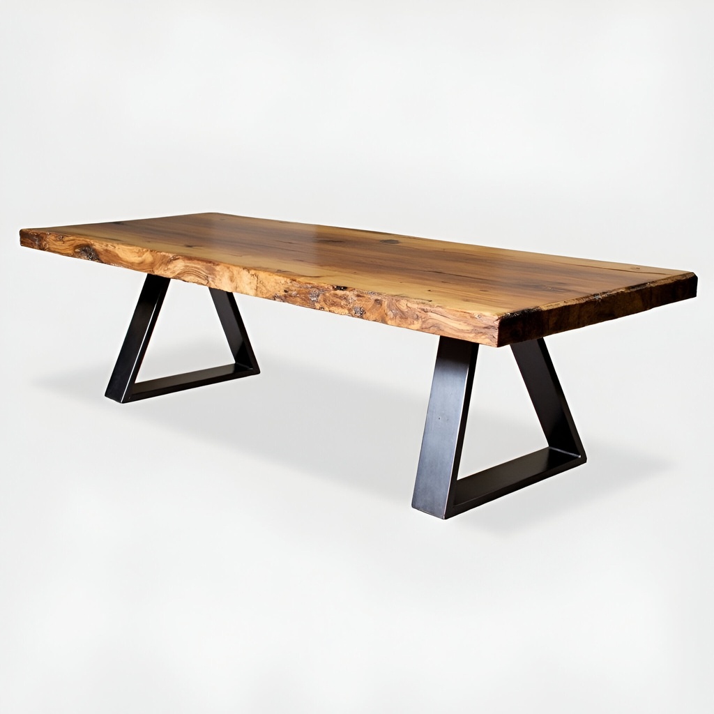 DECO AN TABLE SM BOIS MASSIF BASE METAL NOIR: 2,00X1,05X0,05M H:0,70M