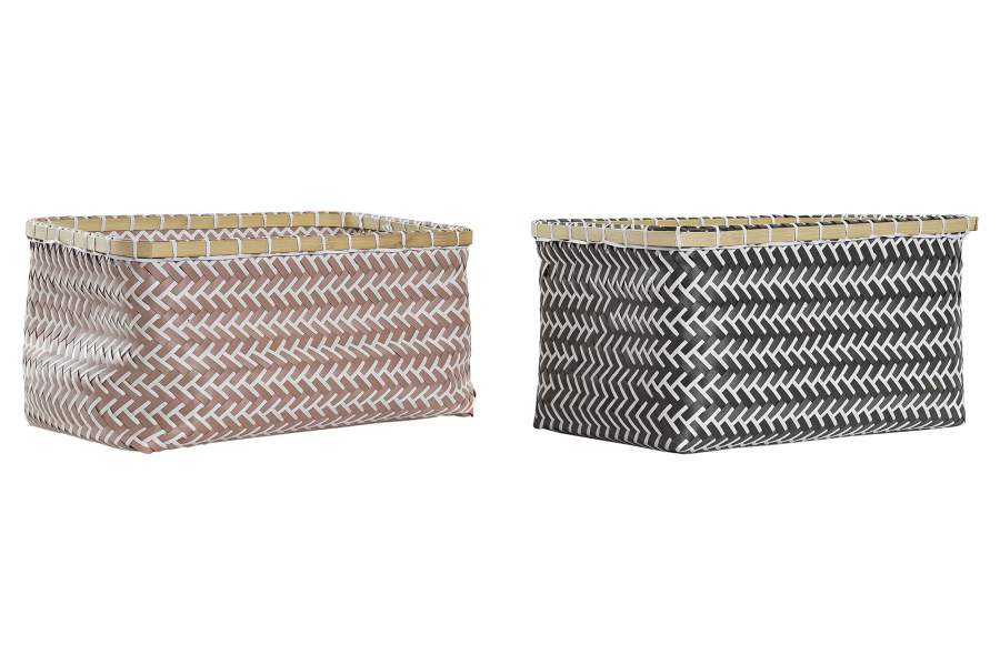 DECO DC-194262 CORBEILLE PP BAMBOU 35X26X19 GRIS