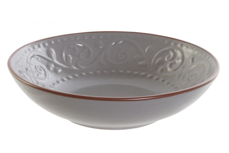 DECO PC-188262 ASSIETTE GRES 20,5X20,5X5 RELIEF GRIS