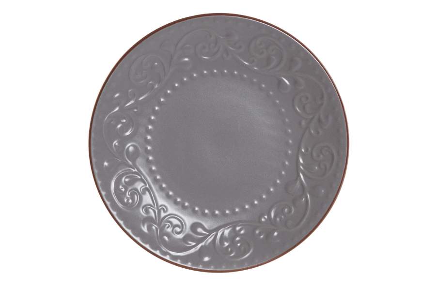 DECO PC-188261 ASSIETTE GRES 21X21X2,5 RELIEF GRIS