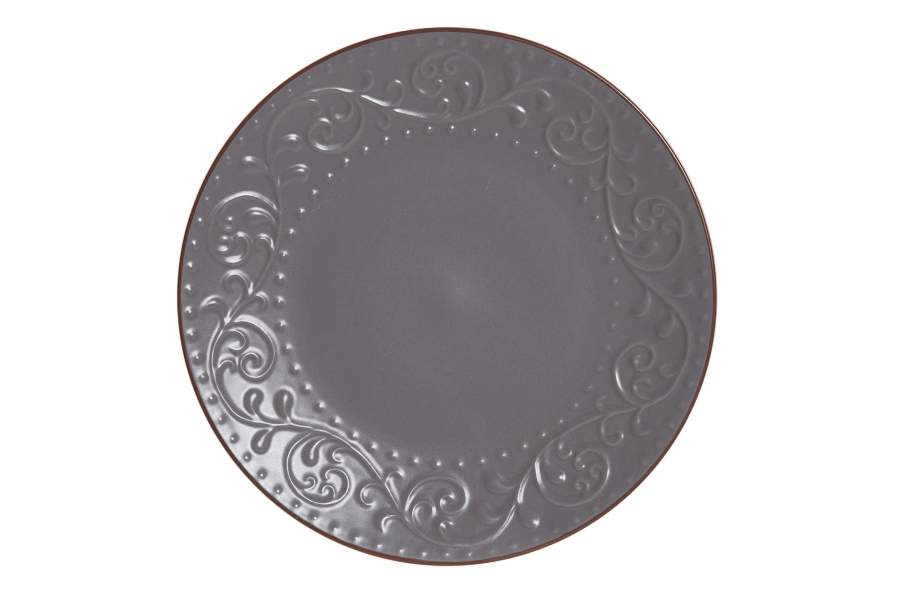 DECO PC-188260 ASSIETTE GRES 27,5X27,5X3 RELIEF GRIS