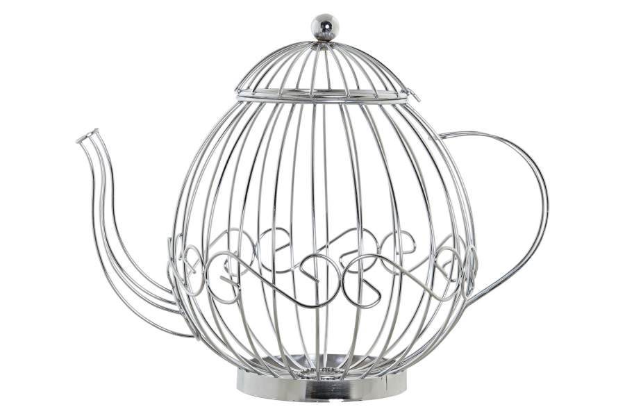 DECO PC-185173 CORBEILLE CHROMAGE 31X21X25 CAPSULES ARGENTE