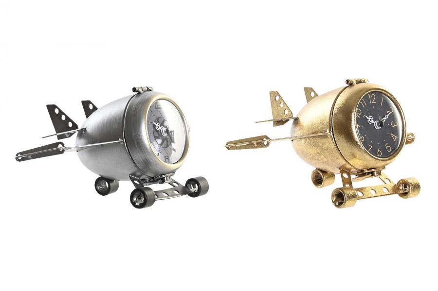 DECO RE-196350 HORLOGE POSER FER VERRE 23X16X13 AVION 2 MOD.
