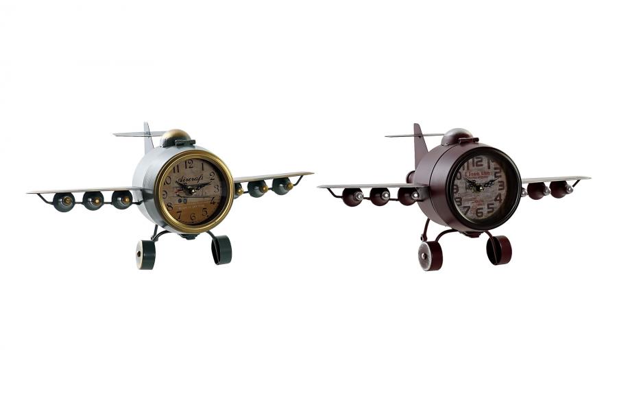 DECO RE-187313 HORLOGE POSER FER 42X25X20,5 AVION 2 MOD.