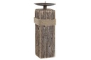 DECO LM-194663 BOUGEOIR PAULOWNIA METAL 10X10X25 VIEILLI NATUREL