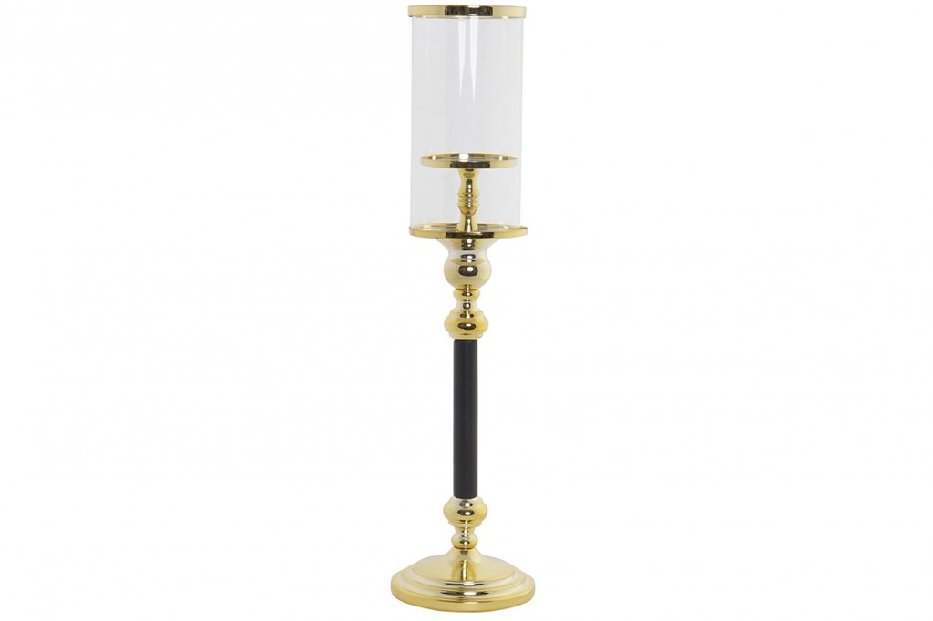 DECO PV-192887 BOUGEOIR METAL VERRE 13X13X53 BICOLOR DORE