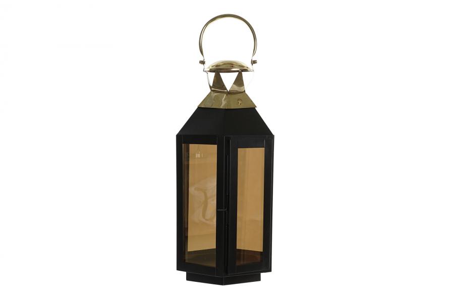 DECO FA-185722 LANTERNE FER VERRE 22X20X46 NOIR