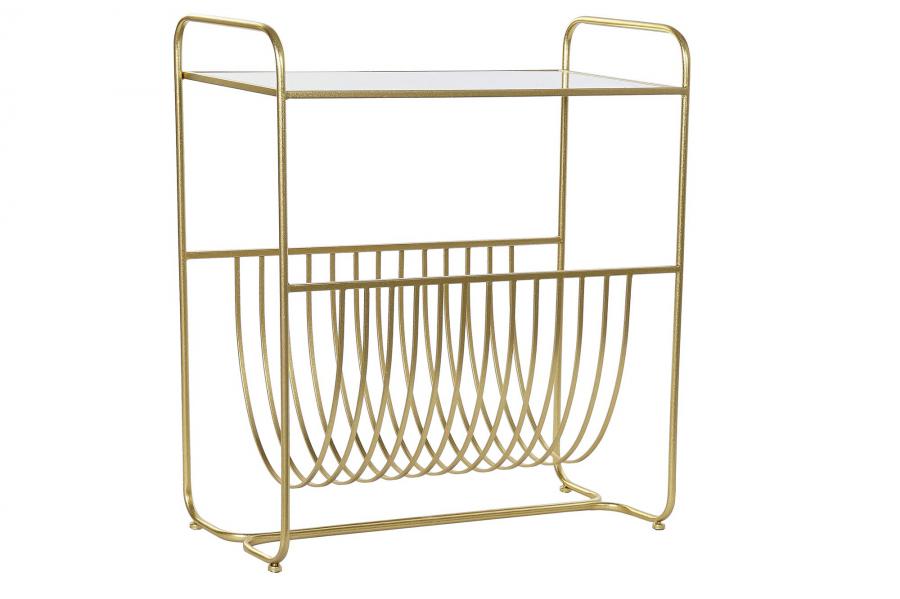 DECO MB-194912 PORTE-REVUES METAL MIROIR 76X35X83 DORE