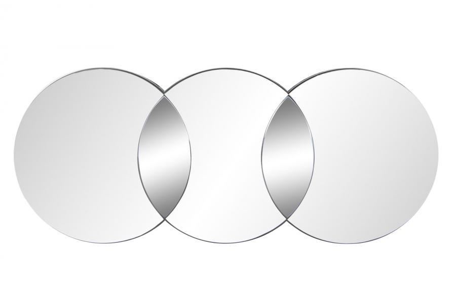 DECO ES-191218 MIROIR VERRE BOIS 118,5X2X50 CERCLES FUME NOIR