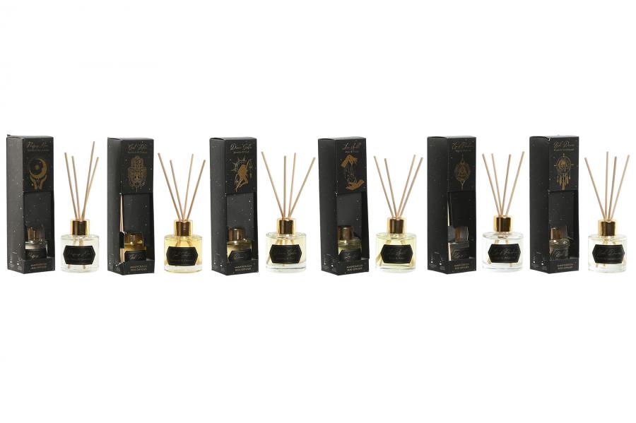 DECO IN-215197 PARFUM D'AMBIANCE MIKADO VERRE 5,5X5X20 50ML 6 MOD.