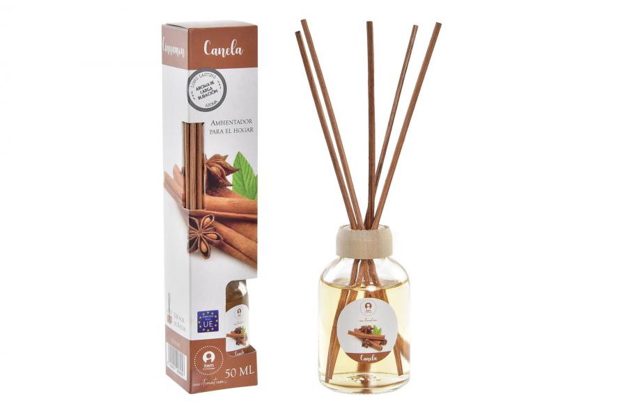 DECO VE-192895 PARFUM D'AMBIANCE MIKADO VERRE 4X4X20 50 ML, CANELLE
