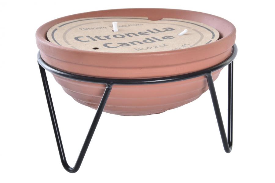 DECO VE-195513 BOUGIE CIRE CIMENT 15X15X9,5 130 GR, TERRE CUITE
