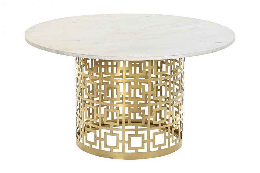 DECO MB-194885 TABLE CAFE METAL MARBRE 76X76X43 DORE