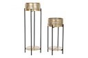 DECO MC-196085 SUPPORT POT FLEURS SET 2 METAL 30X30X101 DORE