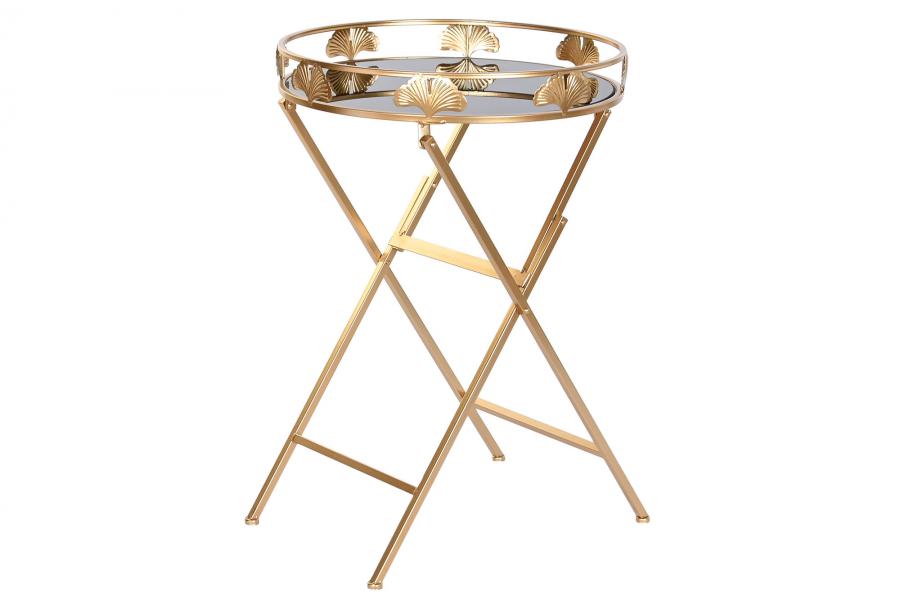 DECO MB-194495 TABLE AUXILIAIRE METAL VERRE 49X49X72 FEUILLE MAT