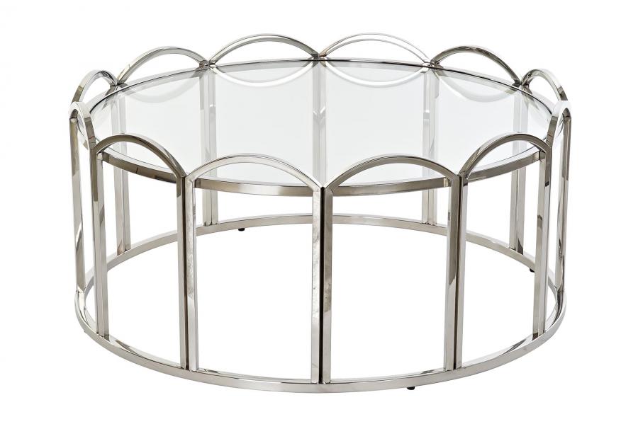 DECO MB-185287 TABLE AUXILIAIRE METAL VERRE 97X97X45 ARGENTE