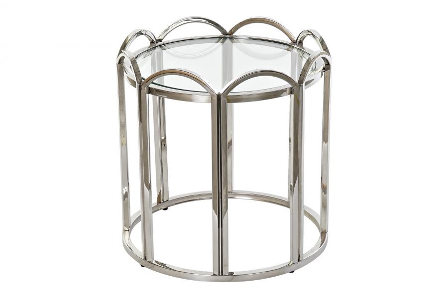 DECO MB-185289 TABLE AUXILIAIRE METAL VERRE 52X52X55 ARGENTE