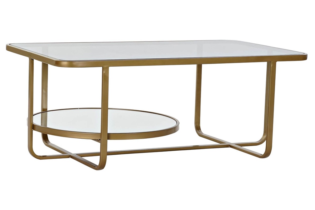 DECO MB-182561 TABLE CAFE METAL VERRE 90X50X35 MAT DORE