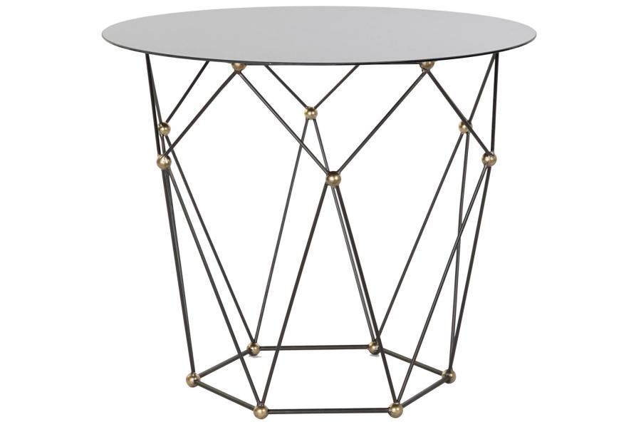 DECO MB-182035 TABLE AUXILIAIRE METAL VERRE 70X70X60 NOIR