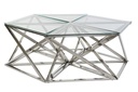DECO MB-182525 TABLE CAFE SET 6 ACIER VERRE 137,5X120,5X46