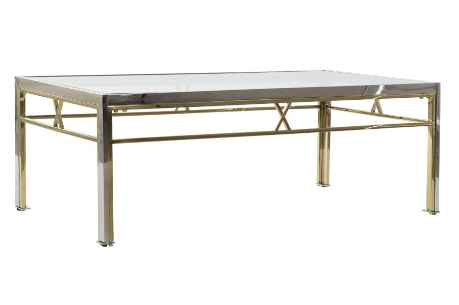 DECO MB-182520 TABLE CAFE ACIER VERRE 110X60X40 ARGENTE