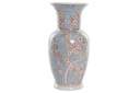 DECO LD-190191 VASE PORCELAINE 13X13X31 FLEURS BLEU