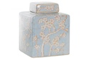DECO LD-190188 VASE PORCELAINE 15,5X15,5X21,5 FLEURS BLEU