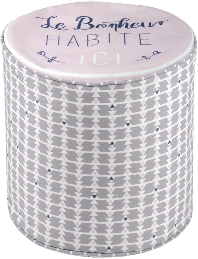 LL ST C87636002-PR JOIE BONHEUR POUF ROND ROSE 30X30 CM, PE