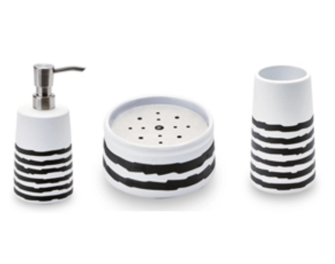 DECO CR ACC SALLE DE BAIN SET 3 PCES AQUA ZEB BLANC