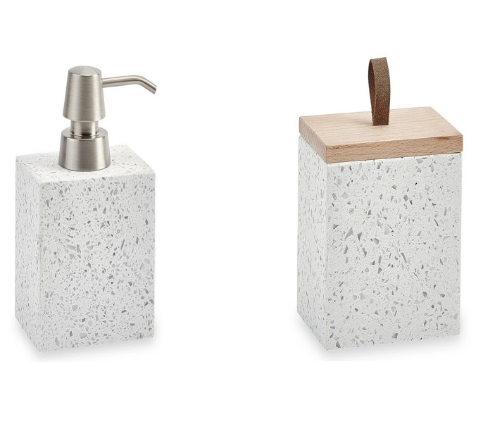 DECO CR ACC SALLE DE BAIN SET 2PCES AQUA QUARTZ BLANC