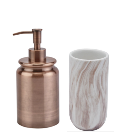 DECO CR ACC SALLE DE BAIN SET 2PCES AQUA CUIVRE